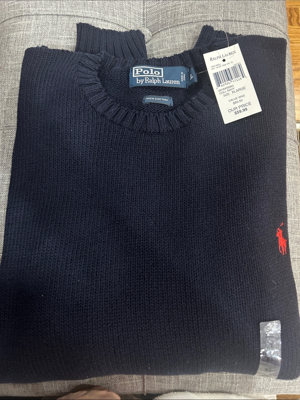 Polo by Ralph Lauren Navy Crewneck Sweater with Red Pony